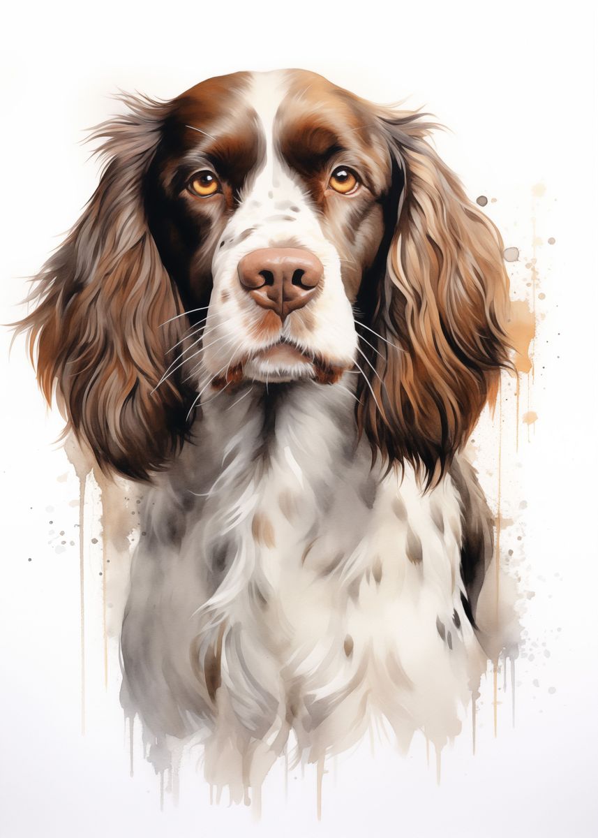 'Springer Spaniel portrait' Poster, picture, metal print, paint by ...