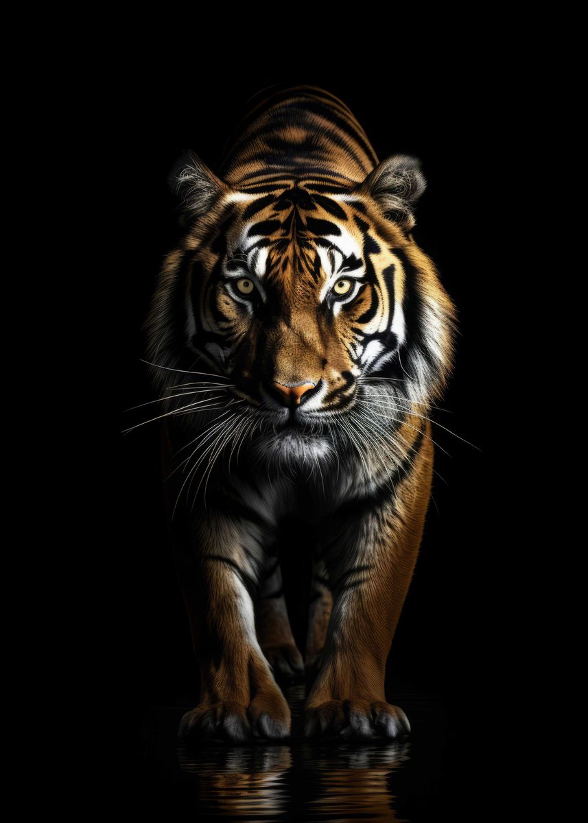 'Dark Gold Tiger Animal' Poster, picture, metal print, paint by Morgan ...