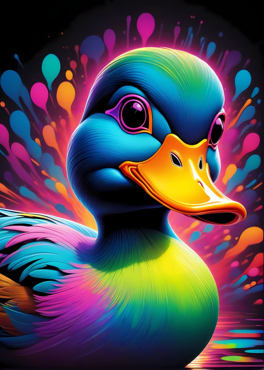 'Psychedelic Duck' Poster, picture, metal print, paint by Namikaze ...