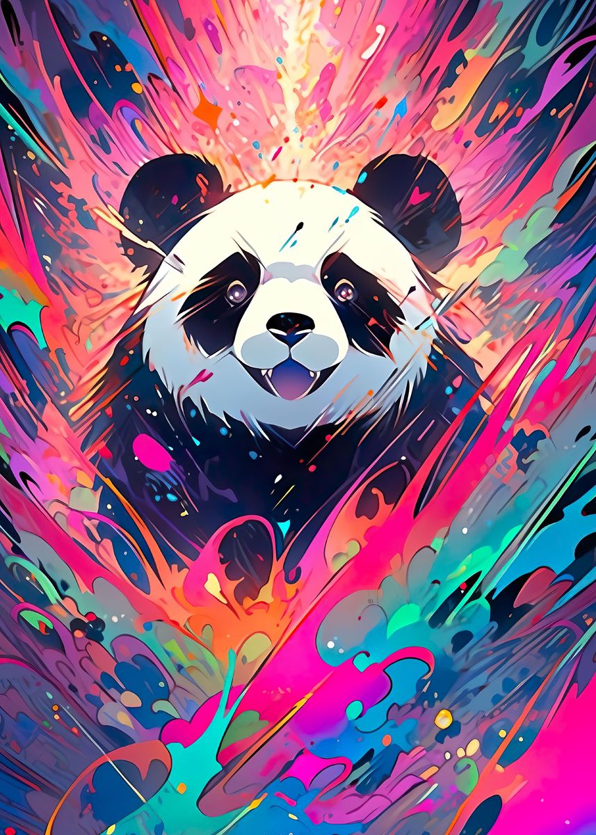 'cute cartoon anime panda' Poster, picture, metal print, paint by OMEGA ...