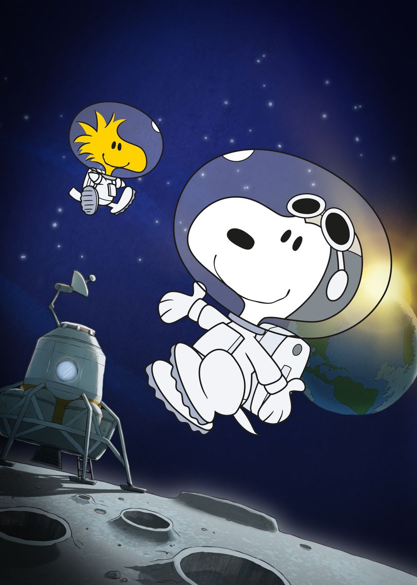 'Astronaut Woodstock' Poster, picture, metal print, paint by Peanuts ...