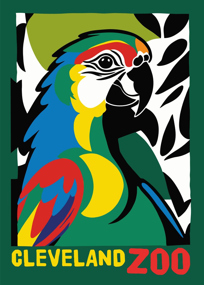 'Cleveland Zoo Retro Poster' Poster, picture, metal print, paint by