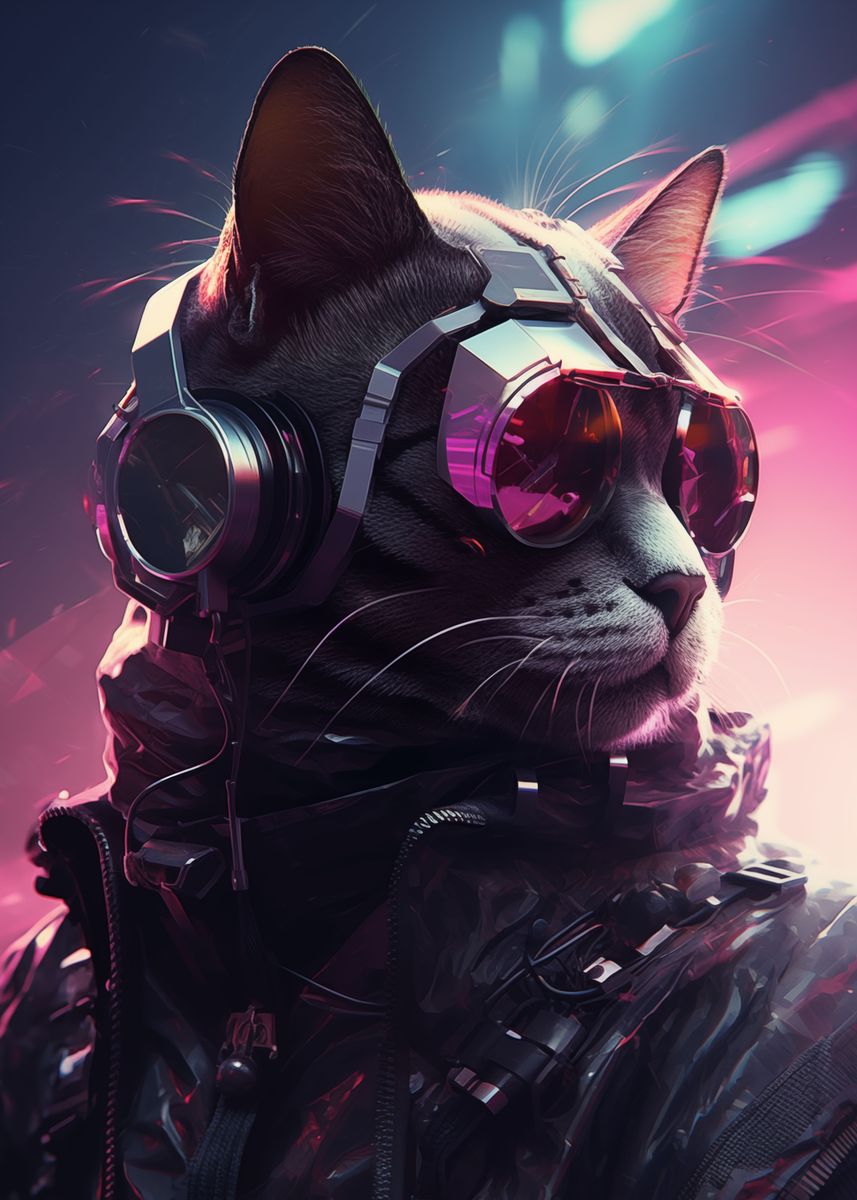 Demihuman Cat Cyberpunk Poster Picture Metal Print Paint By   B340af4f2b22df8dbd5b6632702f93df C5720aa5374564cf540c44a317f0cf12 