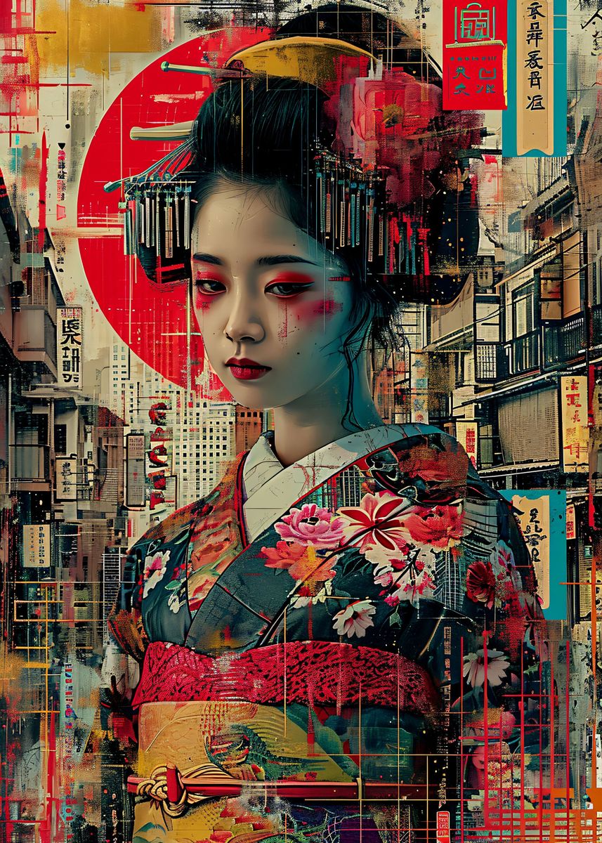 'Japanese Oiran II' Poster, picture, metal print, paint by ArtNinja ...