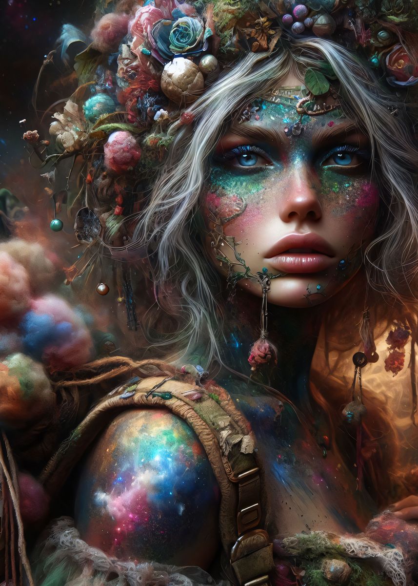 'Cosmic Fairy Portrait' Poster, picture, metal print, paint by ...