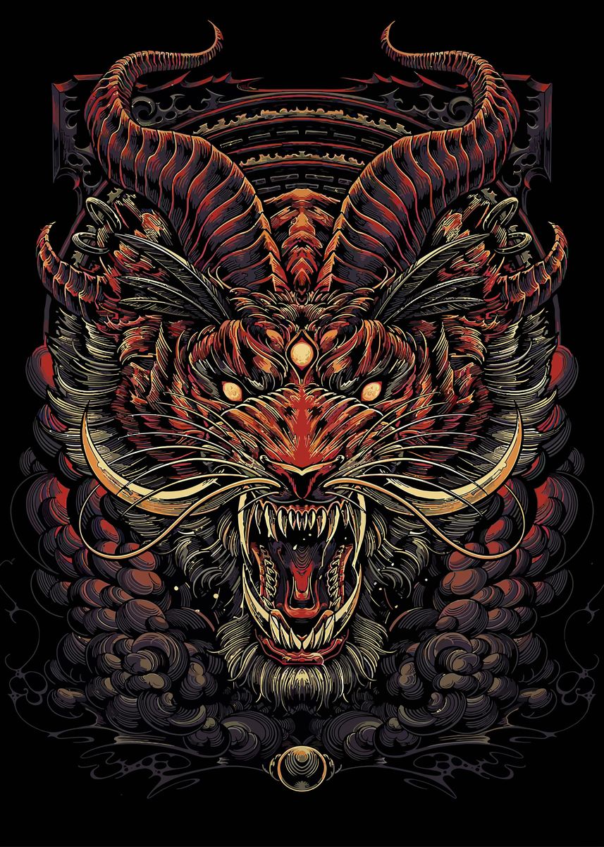 'Tiger Demon' Poster, picture, metal print, paint by Keiji Creation ...