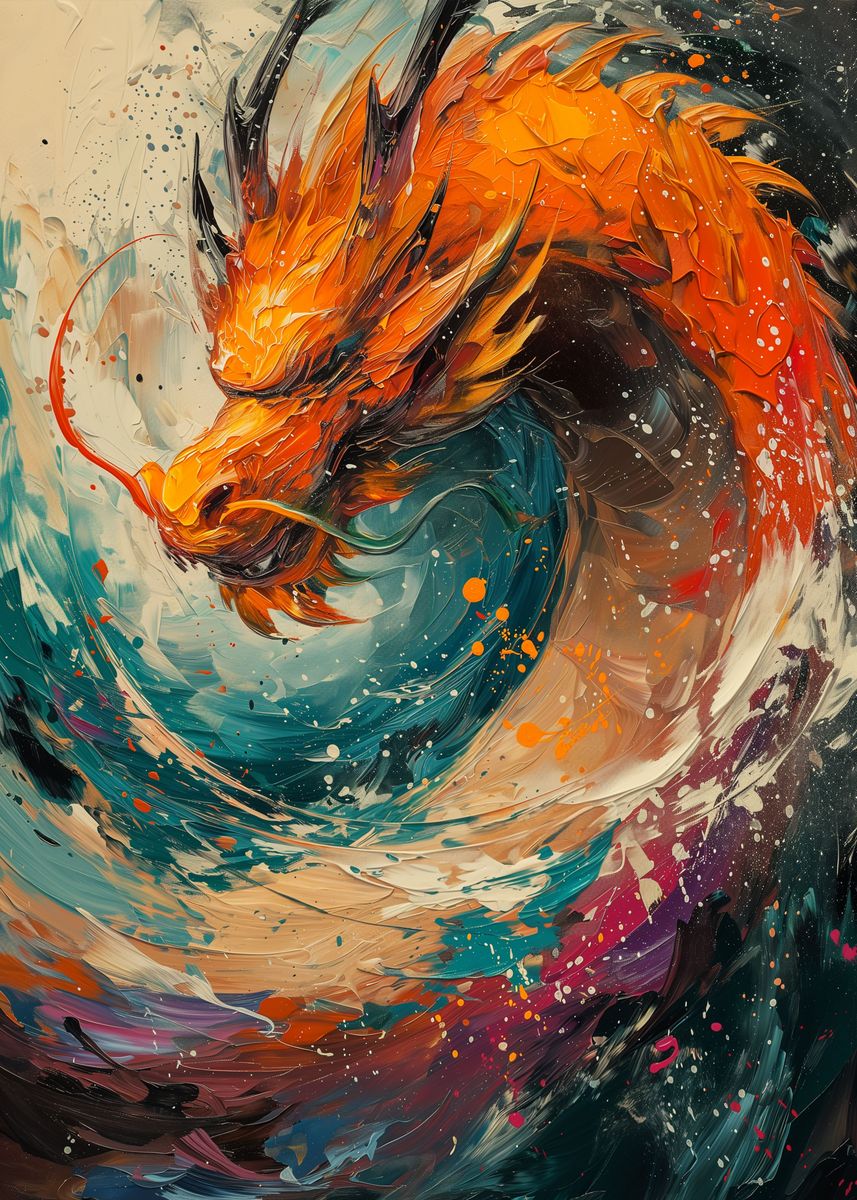 'Dragon painting abstract' Poster, picture, metal print, paint by Tieu ...