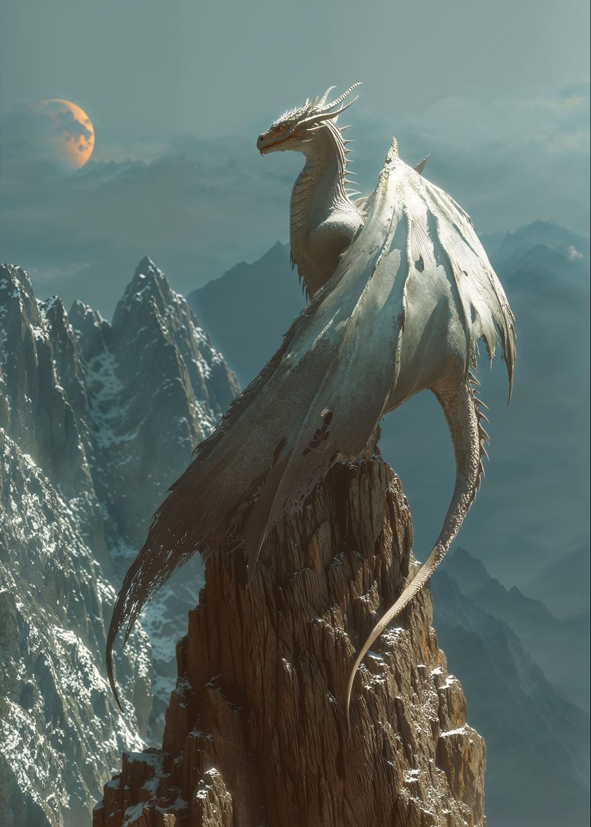 'Moonlight Dragon Majesty' Poster, picture, metal print, paint by ...