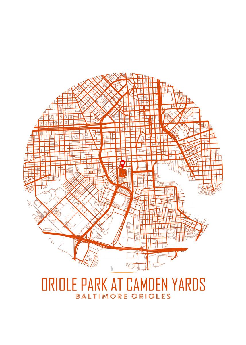'Oriole Park Stadium Map' Poster, picture, metal print, paint by KI RU ...