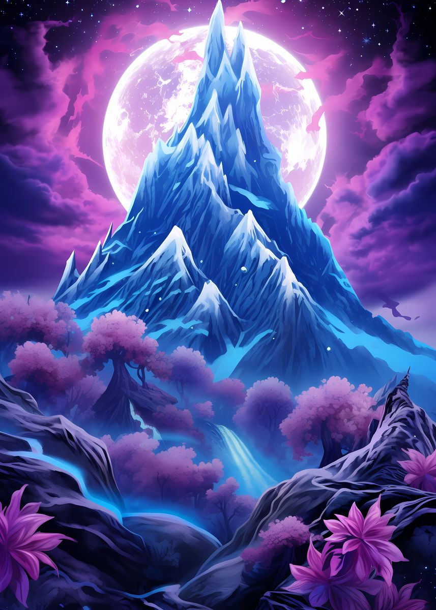 'Pink Cherry Blossom Nature' Poster, picture, metal print, paint by