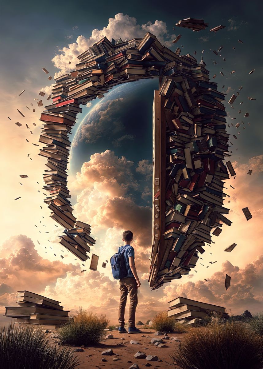 'boy And The Books Portal' Poster, Picture, Metal Print, Paint By 