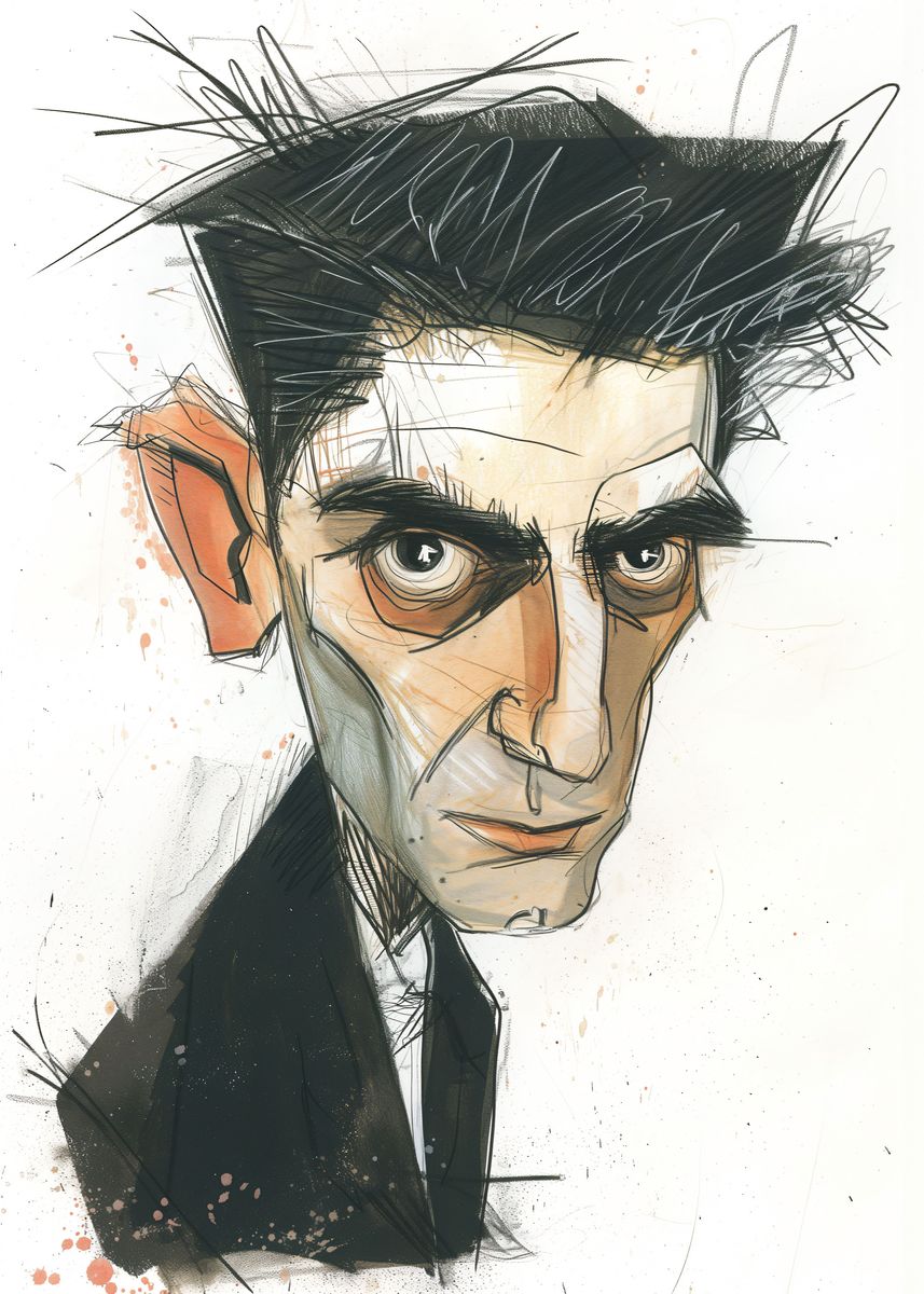 'Franz Kafka Caricature' Poster, picture, metal print, paint by Vars ...