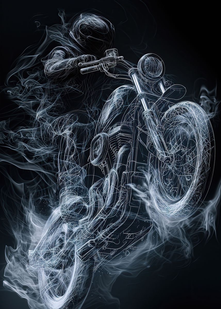 'Ghost Rider Line' Poster, picture, metal print, paint by HarmonicArt ...
