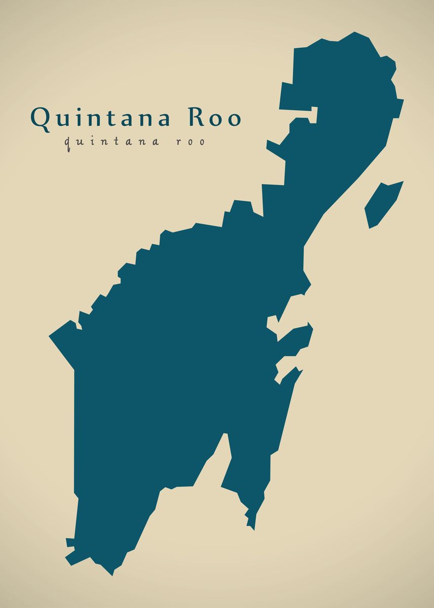 'Quintana Roo Mexico map' Poster, picture, metal print, paint by Ingo ...