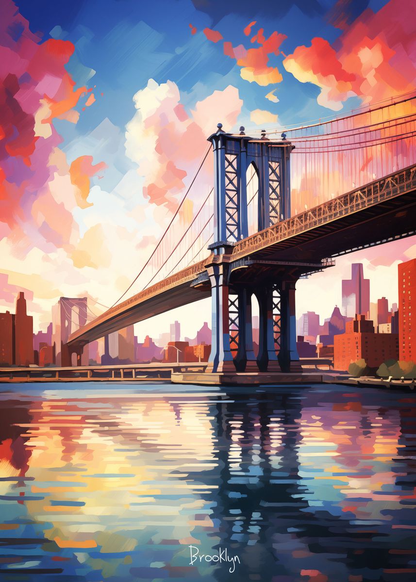 'Brooklyn Brigde painting' Poster, picture, metal print, paint by Mahdi ...