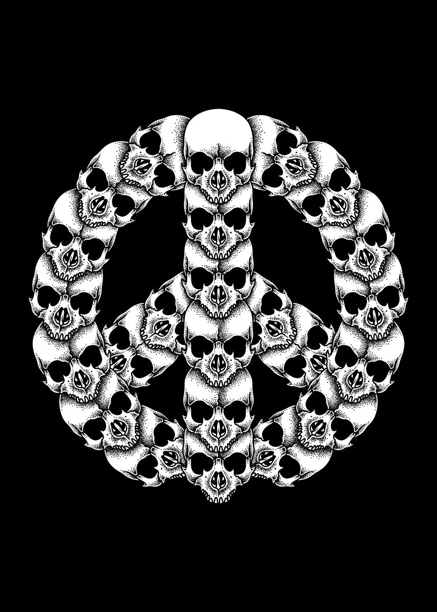 'Skulls Peace Sign' Poster, picture, metal print, paint by ...