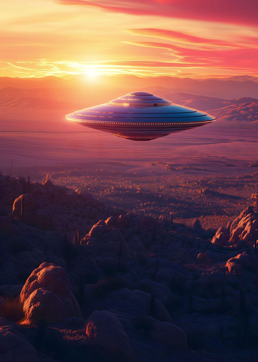 'UFO Desert Encounter' Poster, picture, metal print, paint by Steel ...