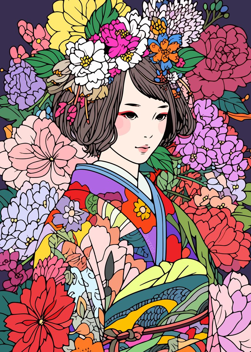 'Kimono Ukiyoe Zen Pop Art' Poster, picture, metal print, paint by ...