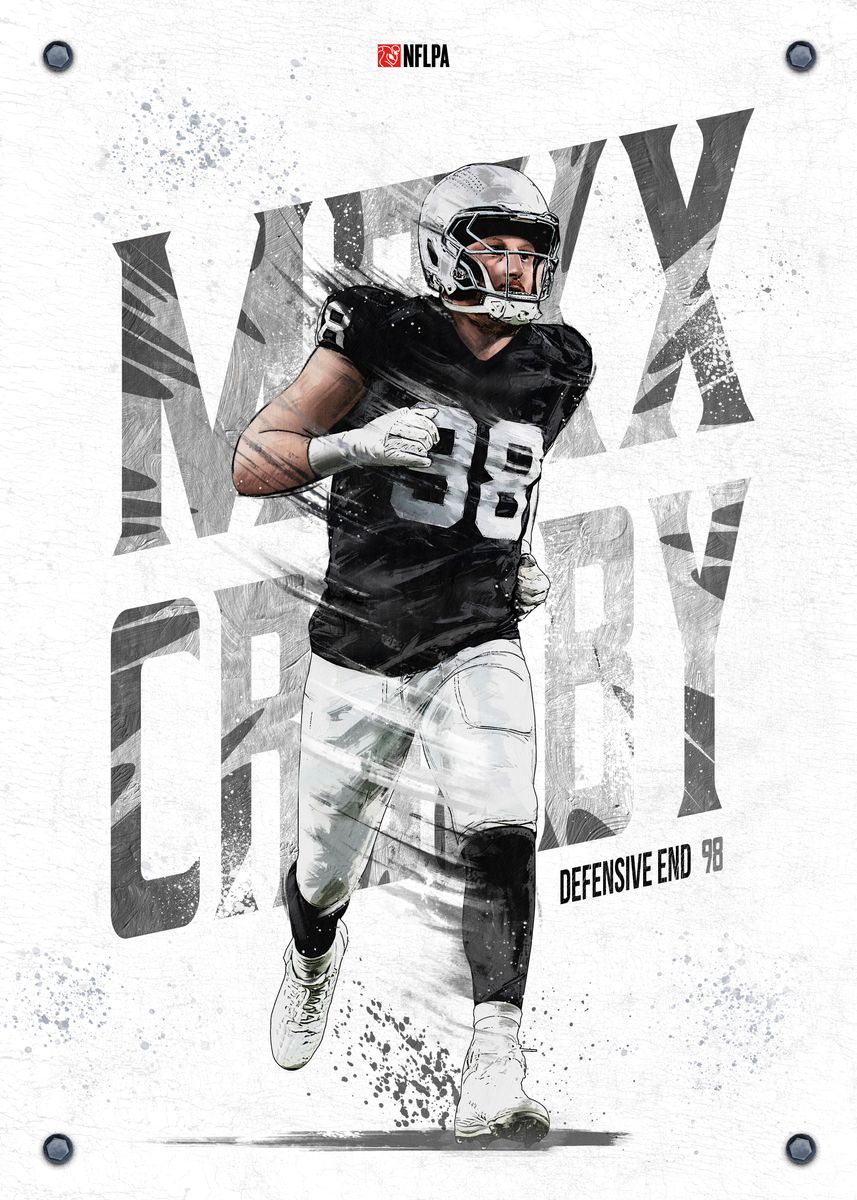 'Maxx Crosby' Poster, picture, metal print, paint by NFL Players ...