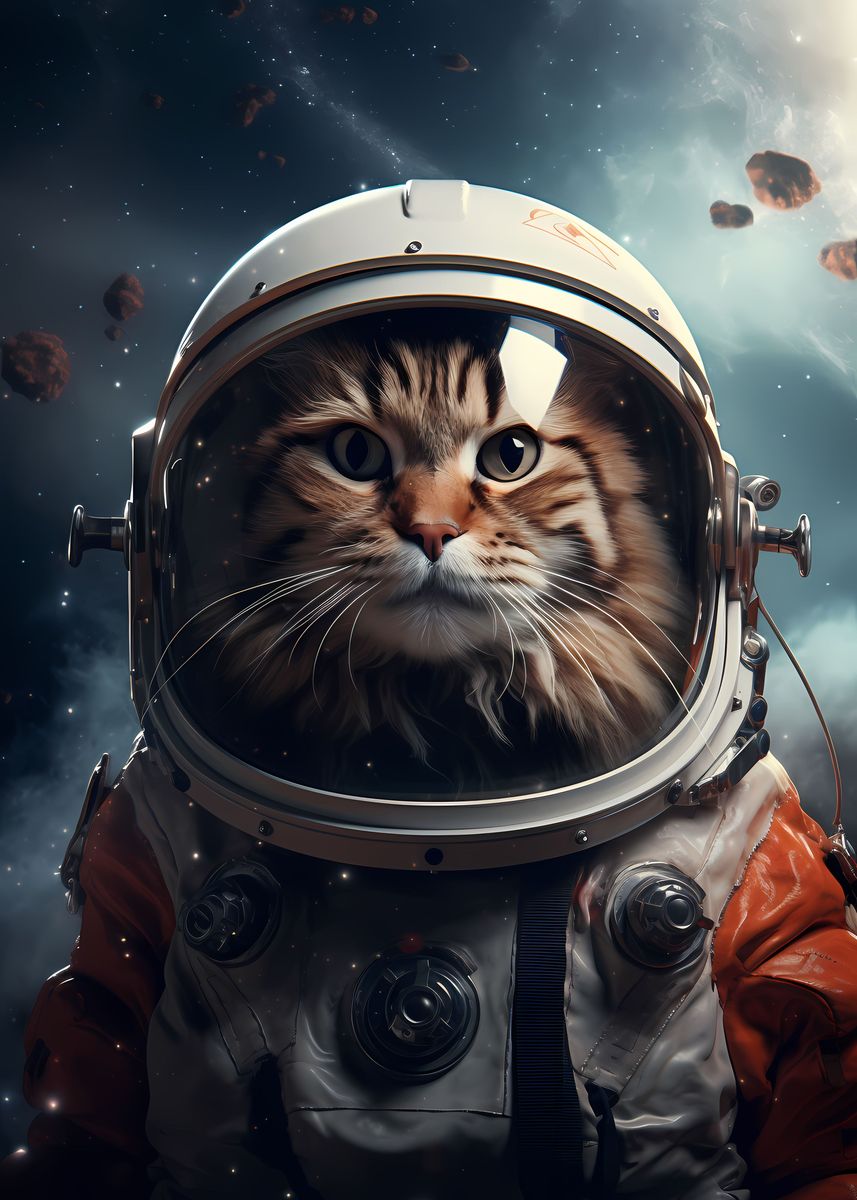 'Norwegian Astronaut Cat' Poster, picture, metal print, paint by ...