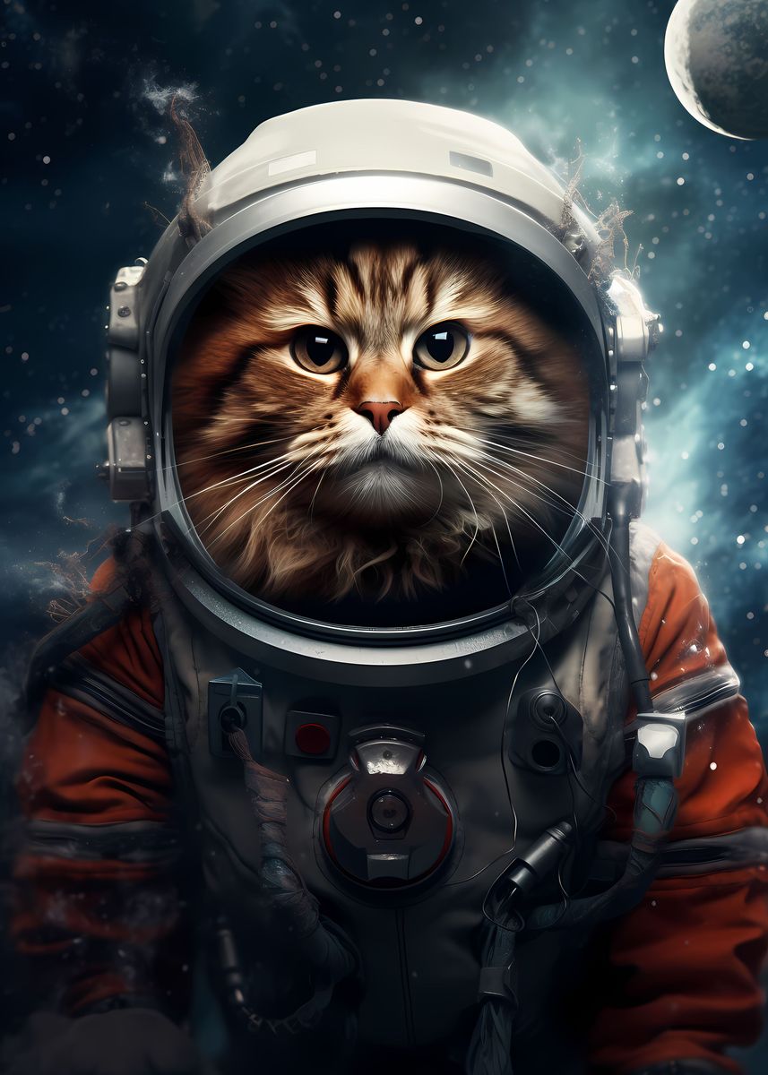 'Norwegian Astronaut Cat' Poster, picture, metal print, paint by ...