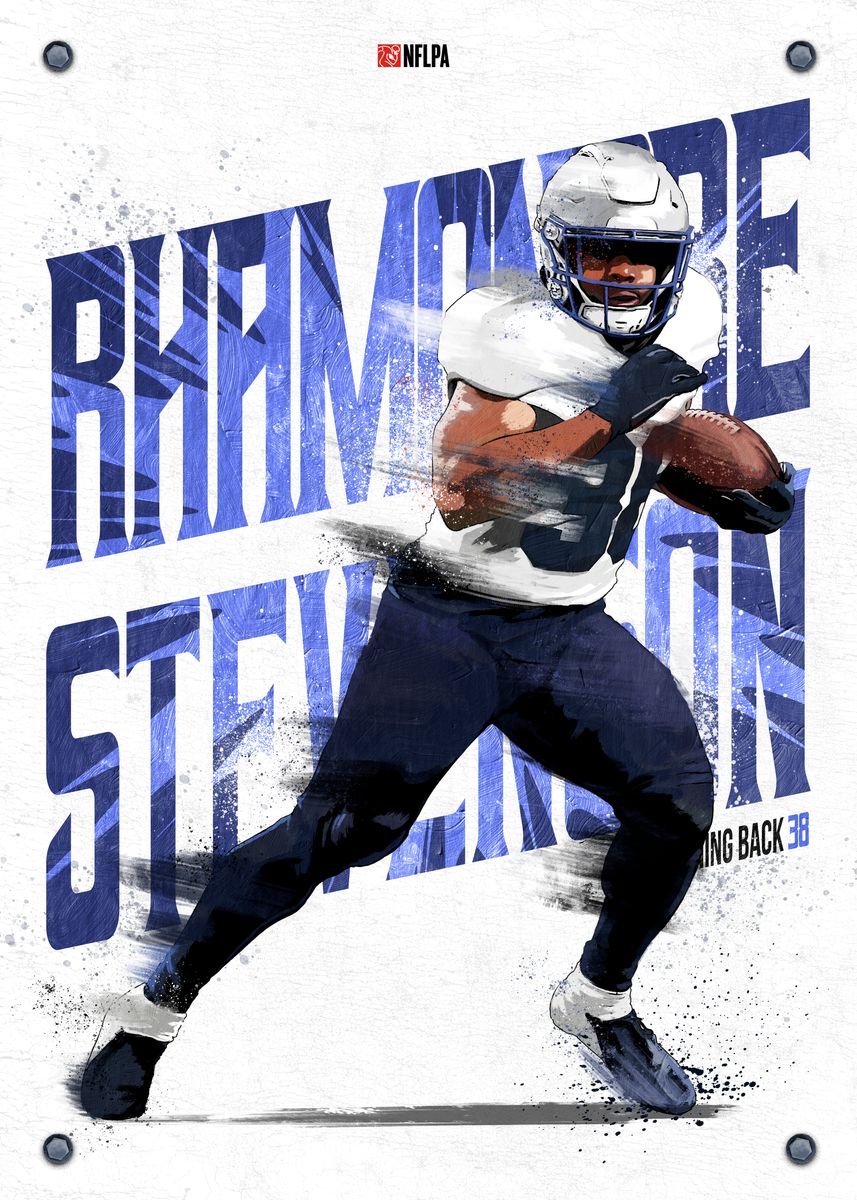 'Rhamondre Stevenson' Poster, Picture, Metal Print, Paint By NFL ...