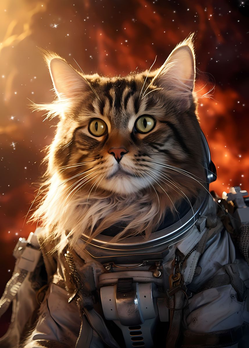 'Norwegian Astronaut Cat' Poster, picture, metal print, paint by ...