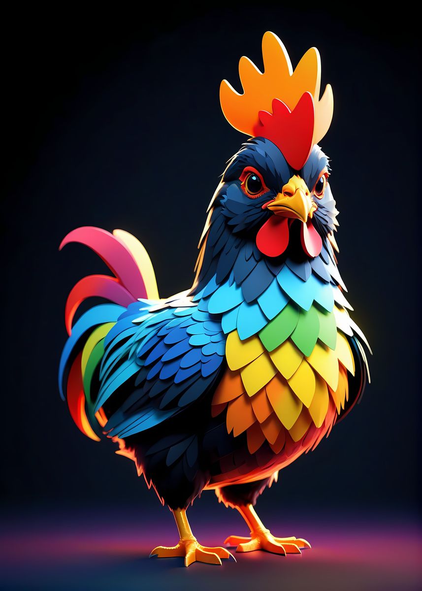 Isometric Chicken 'Isometric Chicken' Poster, picture, metal print, paint by Trending ...