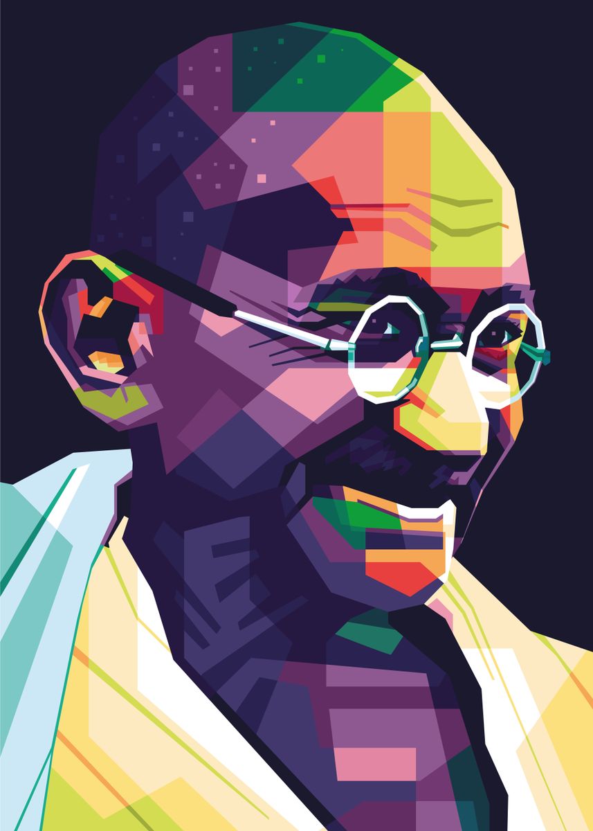 'Mahatma Gandhi WPAP' Poster, picture, metal print, paint by Iqbal ...