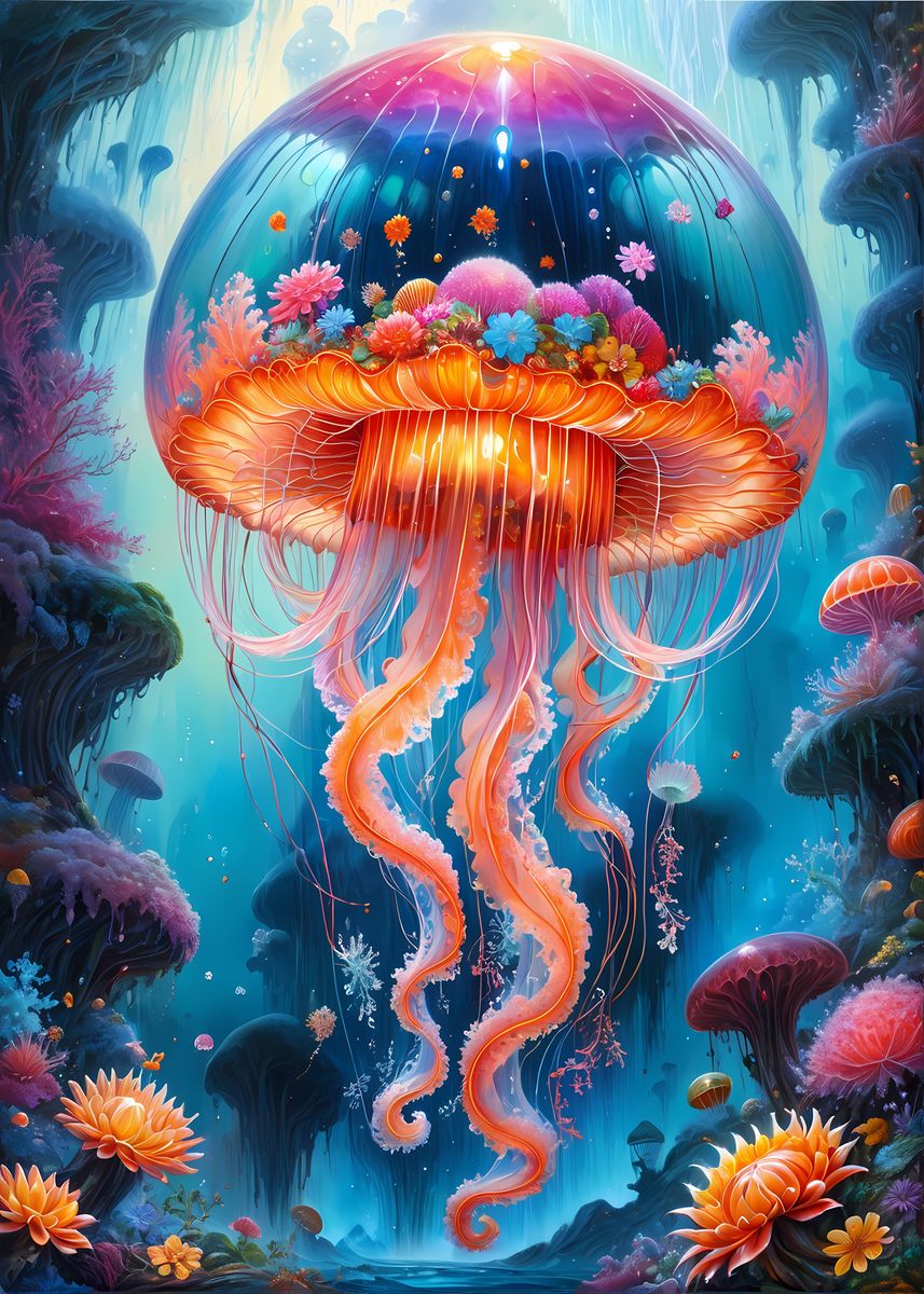 'Mythical Jellyfish' Poster, picture, metal print, paint by Poster ...