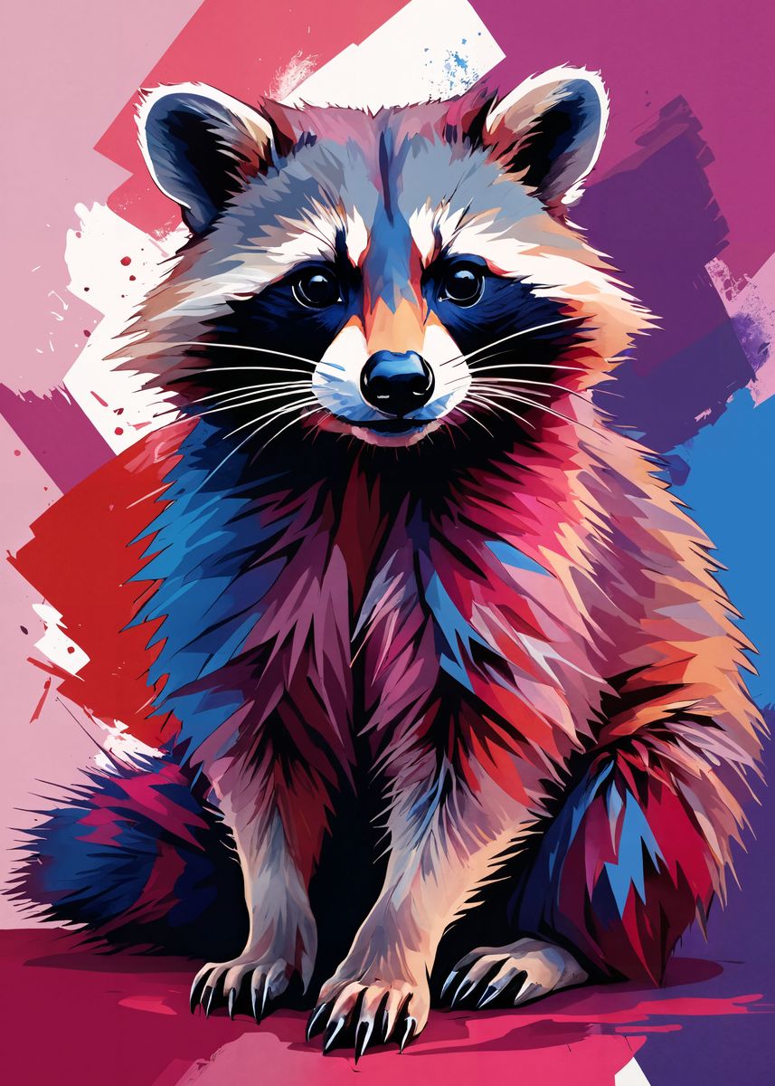'Colorful Racoon' Poster, picture, metal print, paint by architech ...