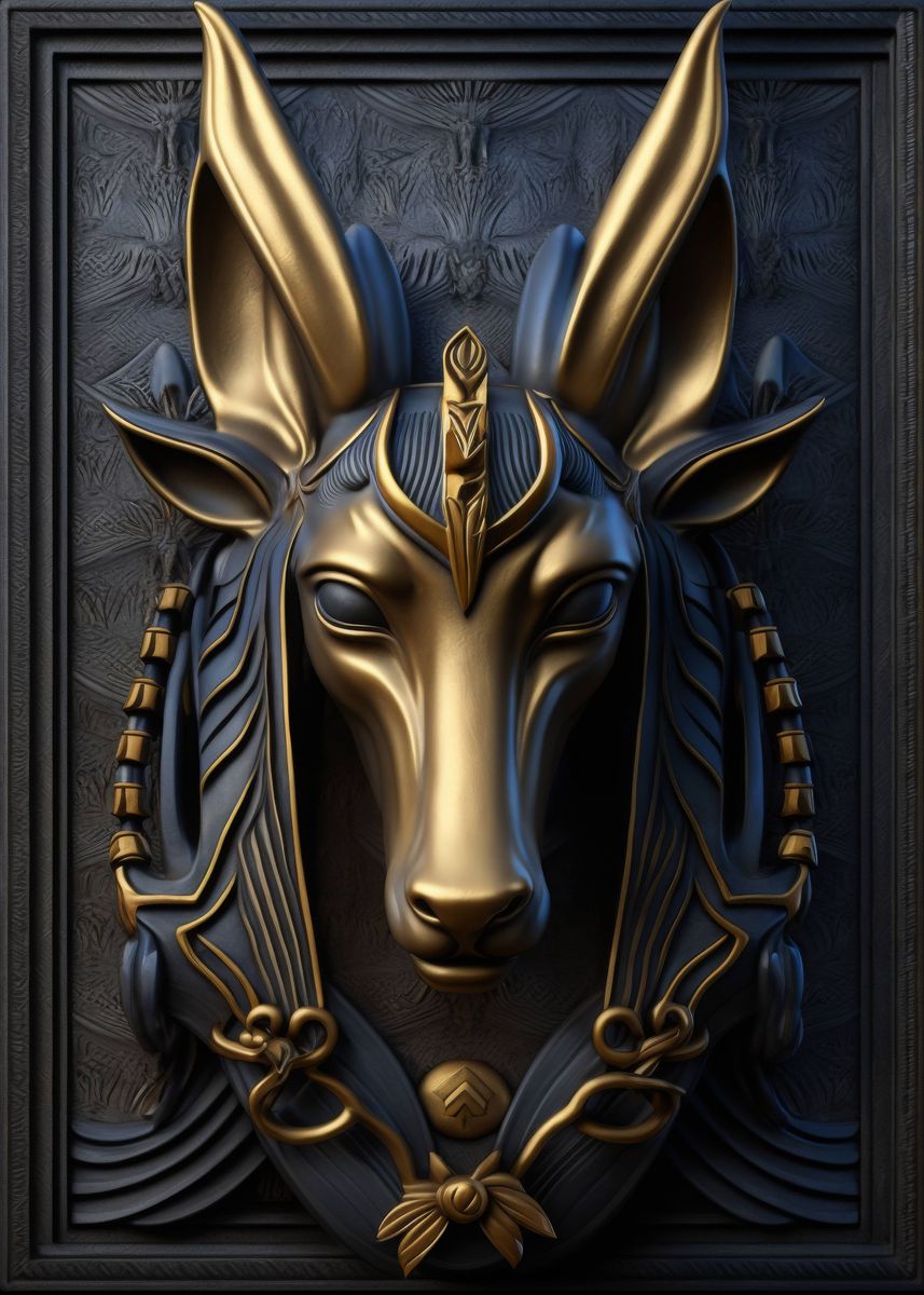'Gold Relief Anubis Ancient' Poster, picture, metal print, paint by ...