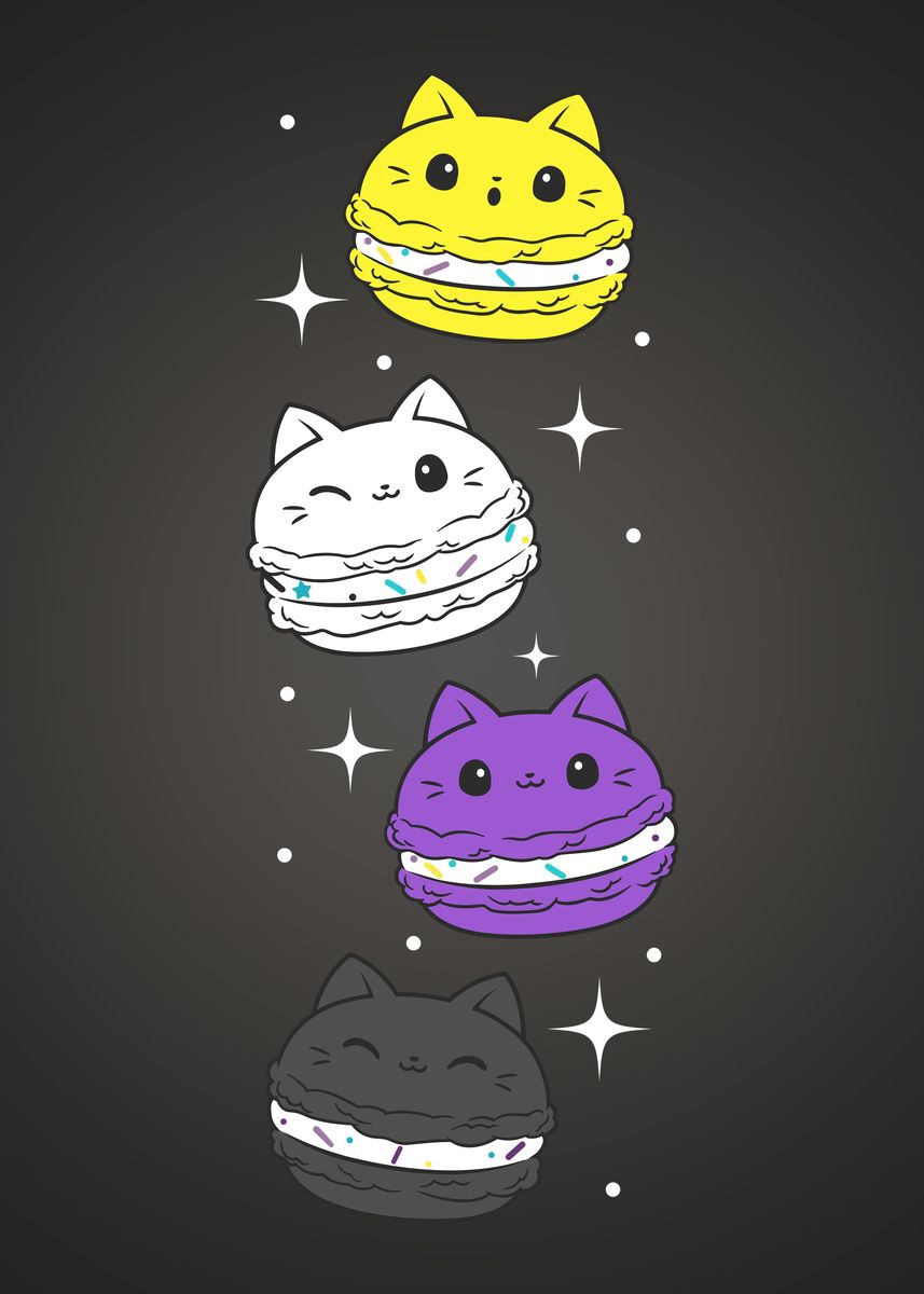 Nyanbinary 'Non Binary Pride Cute Cat' Poster, picture, metal print, paint by ...