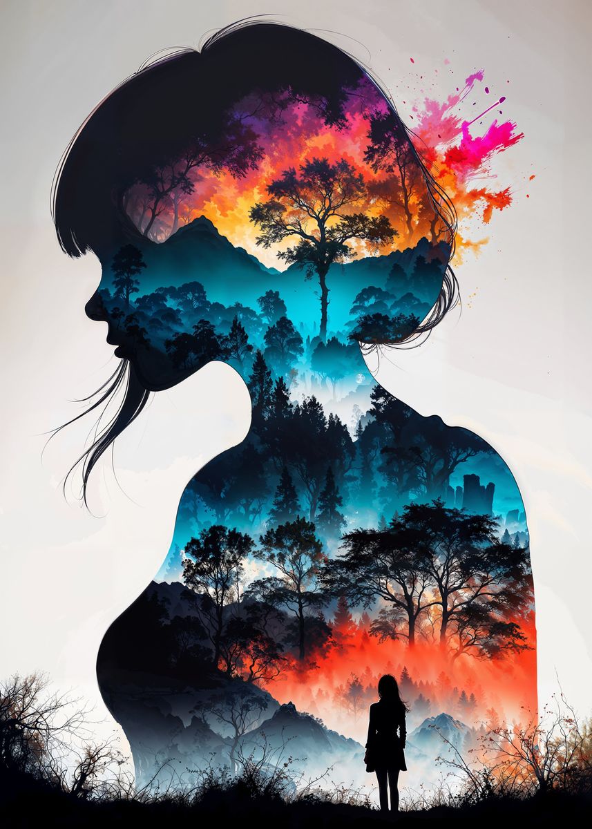 double-exposure-girl-poster-picture-metal-print-paint-by-lootprint
