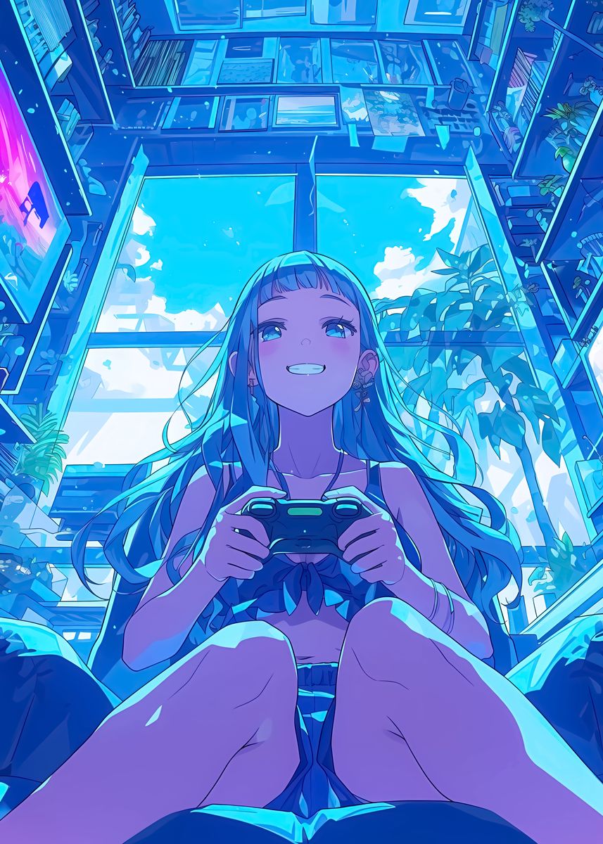 Gpu Girls 'Gamer Waifu Anime' Poster, picture, metal print, paint by Melvina ...