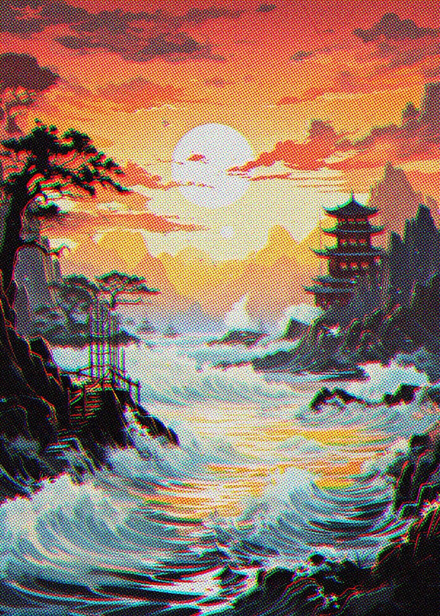 Fanth 'Japanese Village' Poster, picture, metal print, paint by Fanth | Displate