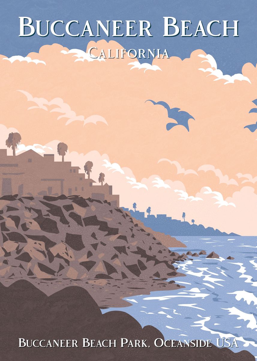 'Buccaneer Beach California' Poster, picture, metal print, paint by ...