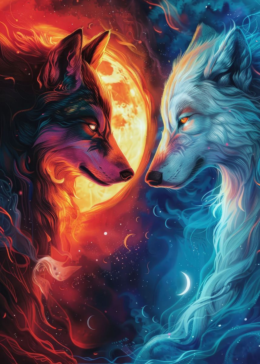 'Fire And Ice Wolf' Poster, picture, metal print, paint by Senja ...