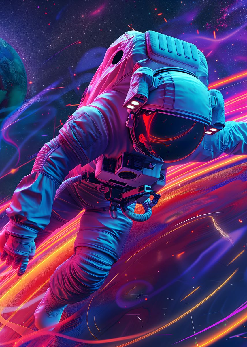 'Cosmonaut' Poster, picture, metal print, paint by Elipscease | Displate