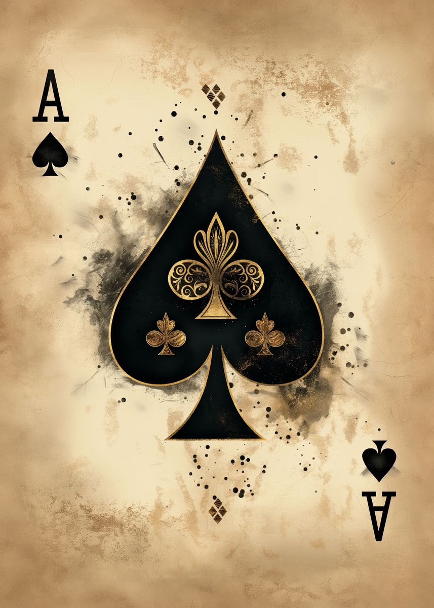 'Ace of Spades Playing Card' Poster, picture, metal print, paint by ...