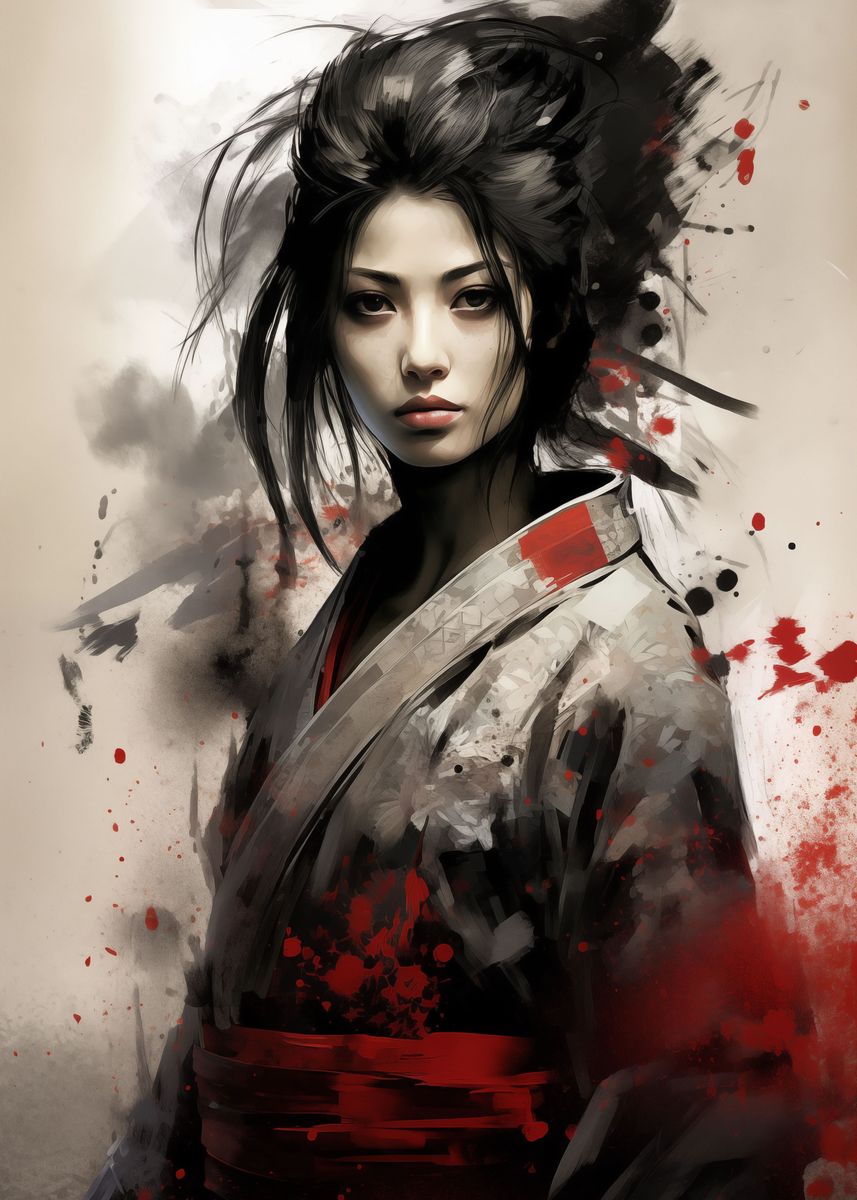 'Geisha samurai' Poster, picture, metal print, paint by Vasiliki ...