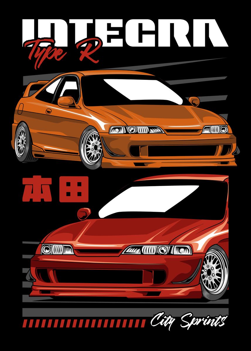 'Integra Type R JDM Car' Poster, picture, metal print, paint by Adam ...
