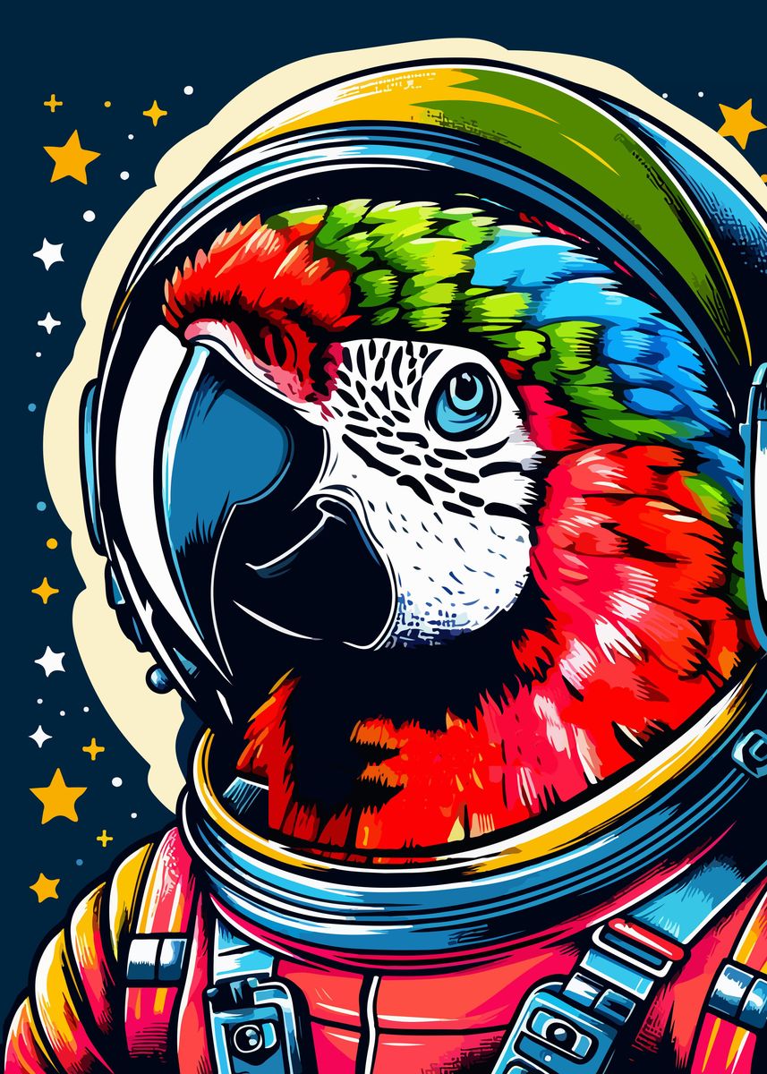 'parrot astronaut wpap' Poster, picture, metal print, paint by du giang ...
