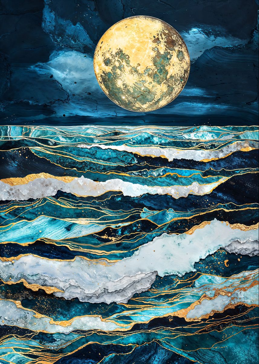 'Stormy Sapphire Seascape' Poster, picture, metal print, paint by ...