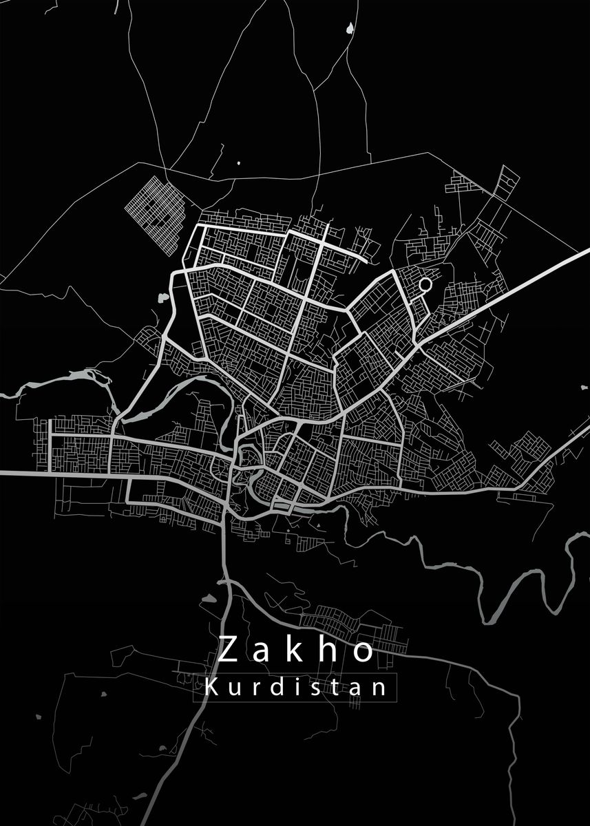 'Zakho City Map black' Poster, picture, metal print, paint by Robin ...