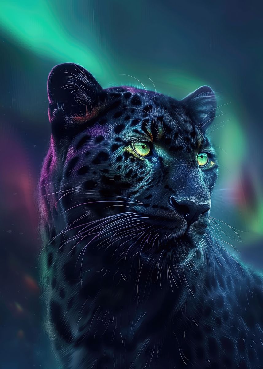 'Cosmic Black Leopard' Poster, picture, metal print, paint by TESSERACT ...