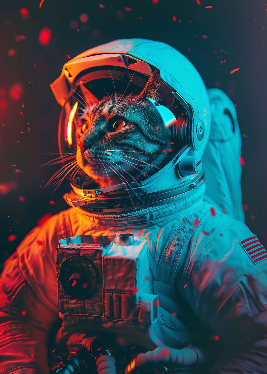 'Cat Astronaut' Poster, picture, metal print, paint by Henning Seiffert ...