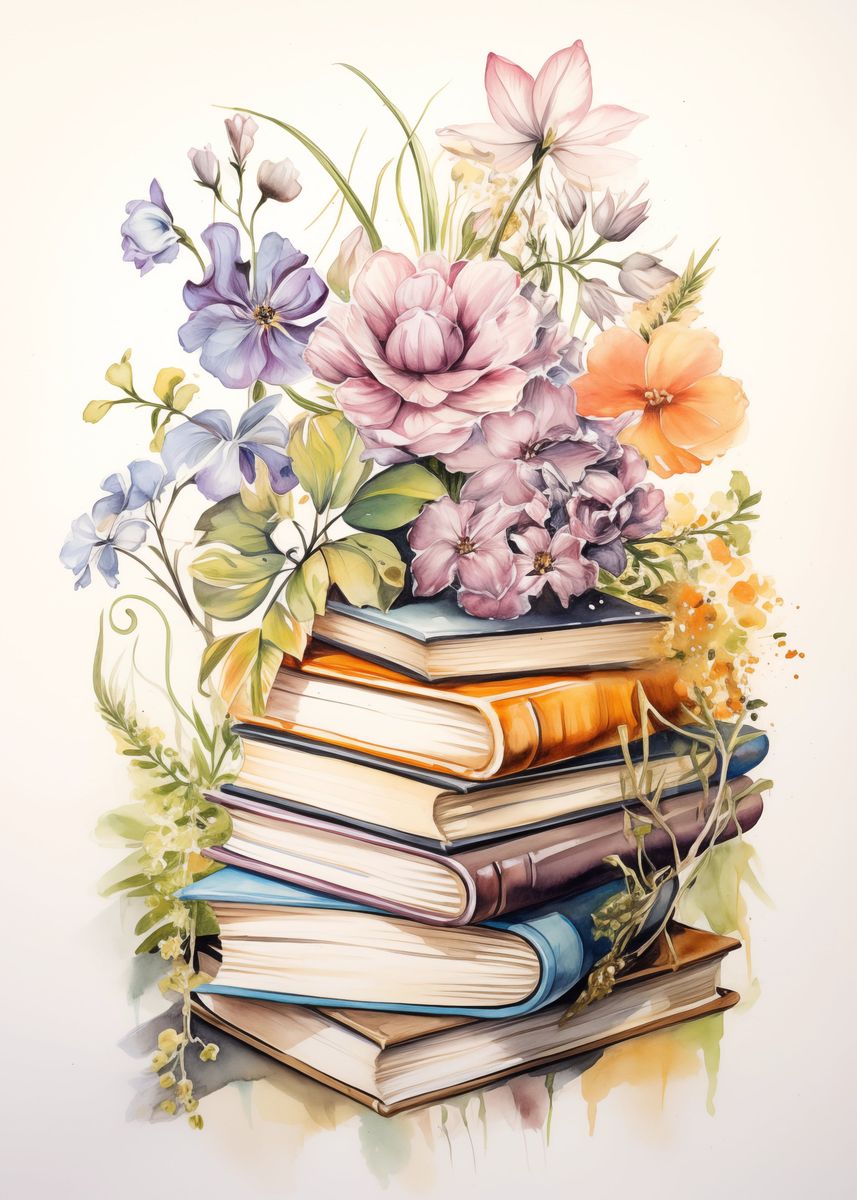 'Books Watercolor' Poster, picture, metal print, paint by DreamToDraw ...