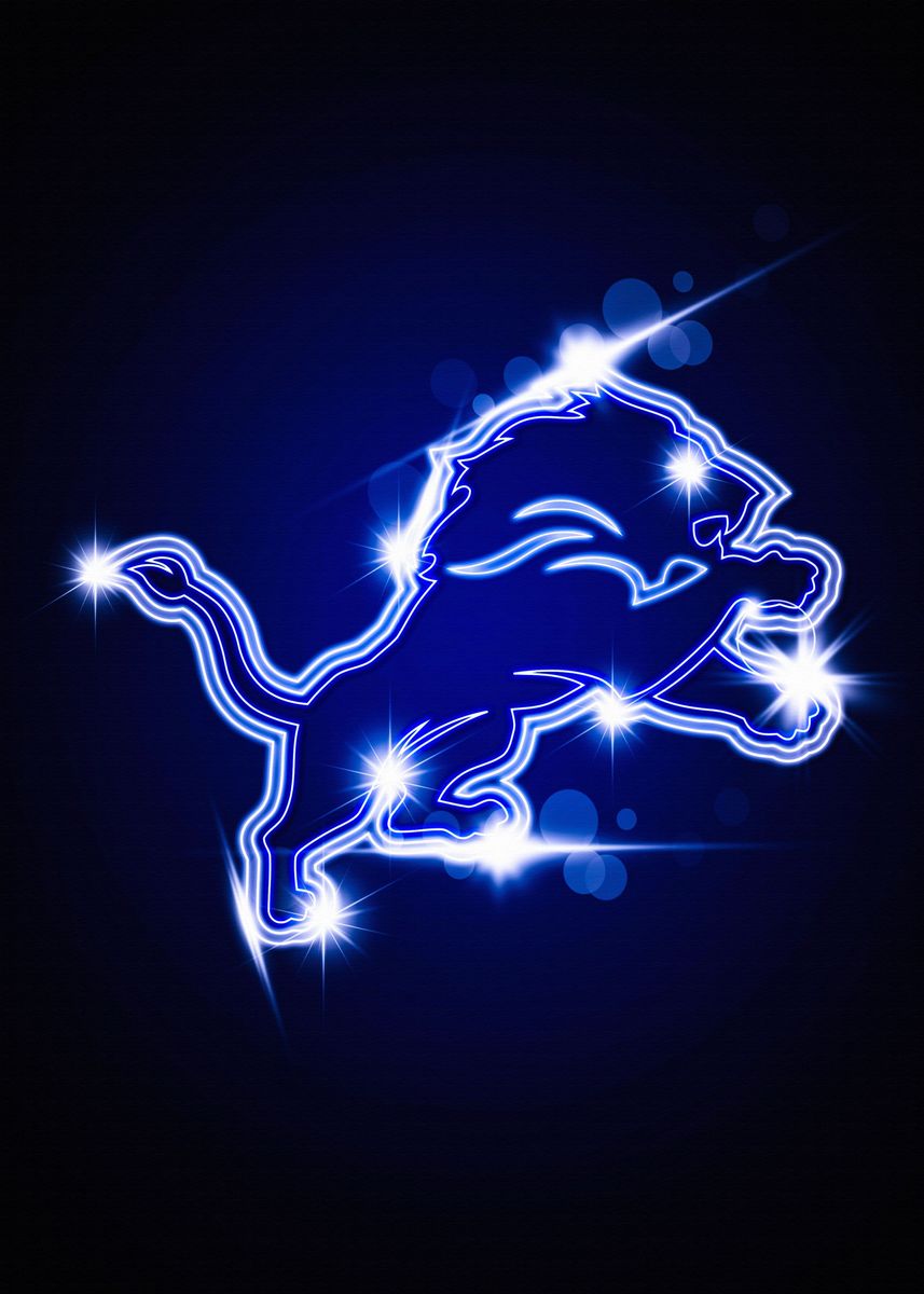 'Detroit Lions Neon ' Poster, picture, metal print, paint by Brock ...