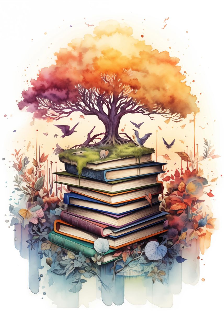 'Books Watercolor' Poster, picture, metal print, paint by VAGANTE ...